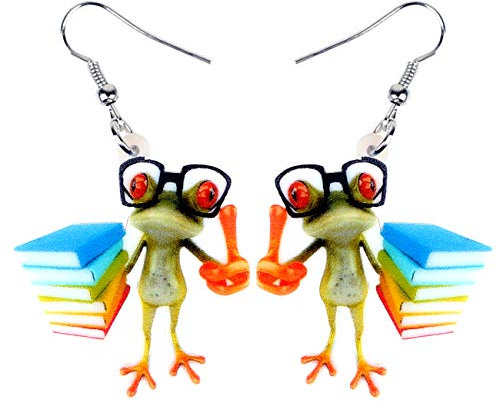 WEVENI Acryl niedlich Skateboard Frosch Ohrringe Herz baumeln Tropfen lustigen Schmuck für Frauen Mädchen Charme Geschenk (Blau)