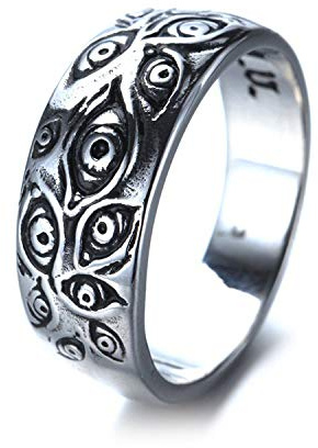 QIAMNI Herren Cool Ring Edelstahl Ring Eye Gothic Evil Eye Ring für Herren