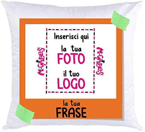 Mr. Gadgets Cuscino Personalizzabile con Foto e Testo – Stampa Stile Vintage Fotografia Istantanea – 40x40 cm con Imbottitura e Federa