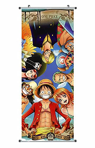 CosplayStudio Großes One Piece Rollbild/Kakemono aus Stoff | Poster 100x40cm | Motiv: Die Strohhut-Bande