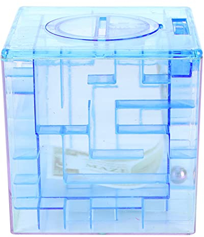 ciciglow Labyrinth Spardose, Mini Spardose Denksport Spiel Spardose Spaß Spiel Geldtopf Puzzle Labyrinth Münzbox(Blau)