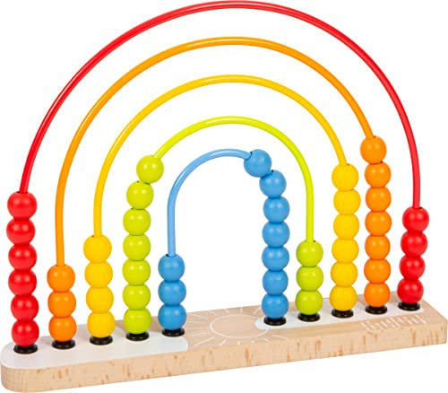 small foot Motorikschleife und Abakus, ab 12 Monaten, in Regenbogenfarben, mit 50 bunten Holzperlen, Art. 11965