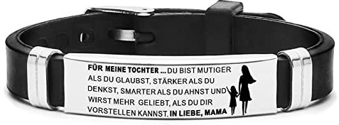 HAYOUWAY Personalisiertes Armband mit Gravur für Meine Tochter Sohn Damen Herren, Mutter Tochter Sohn Armband Inspirativ Verstellbar Silikon Edelstahl Armbänder Geschenke An Sohn Tochter von Mama Papa