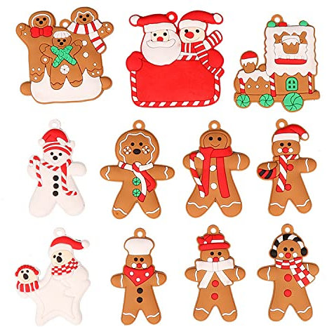 ENYACOS traditioneller Ingwer Mann, Weihnachtsbaumschmuck zum Aufhängen, Lebkuchenmann Weihnachtsbaumschmuck Weihnachtsanhänger Christbaumschmuck hängend Lebkuchenmann Weihnachtsornamente (C)