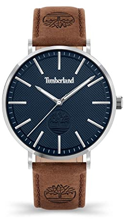 Timberland Kinsley Herren Armband Uhr Analog 42mm Edelstahl/Leder Braun-Blau-Silber, Wasserdichtigkeit: 5 bar, TDWGA2103702