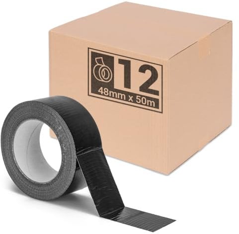 verpacking Premium Panzertape 50 m x 48 mm Gewebeband Gaffa Tape Reparaturband hohe Klebekraft Klebeband mit Naturkautschuk-Kleber (12 Stück)