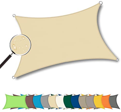 Yoosing Sonnensegel Wasserdicht 5x6x4x4m, Sonnenschutz Set, Wetterschutz Wasserabweisend UV-Schutz, inkl Befestigungsseile, perfekt für den Außenbereich - Sandbeige