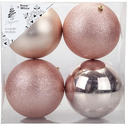 VFM - Rose Gold 10cm Baubles Assorted (4 Pack) - Christmas Tree Decorations