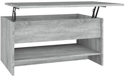 vidaXL Couchtisch Höhenverstellbar Kaffeetisch Wohnzimmertisch Beistelltisch Sofatisch mit Stauraum Grau Sonoma 80x50x40cm Holzwerkstoff