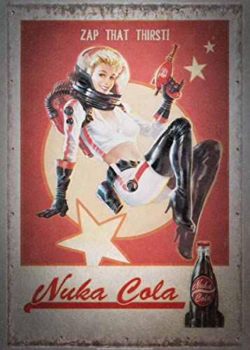 Displate Offiziell Fallout MetallPoster Magnetische Befestigung Inklusive Lizenziert Bilder Hochwertiges Poster Nuka Cola - Zap That Thirst Poster 67.5 cm x 48 cm