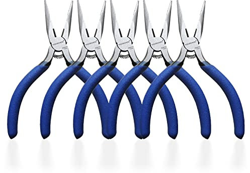 Wire Cutters KAIHAOWIN Precision Flush Ultra Sharp for Crafting Side Snips Spring Loaded Dikes Cutter Jewelry Making, Blue with Black Handle (5*Needle Nose), KH017