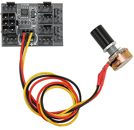 Elprico 8-Kanal-Lüfterdrehzahlregler 1 Knopf, DC 12 V PWM-Lüfterdrehzahlregler mit 11,8-Zoll-Verlängerungsleitung, für 3-poligen 4-poligen PC-Lüfter