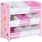 ZONEKIZ Kids Storage Unit Toy Box Organiser Bookshelf w/Nine Removable Baskets, for Bedroom, Nursery, Playroom - Pink