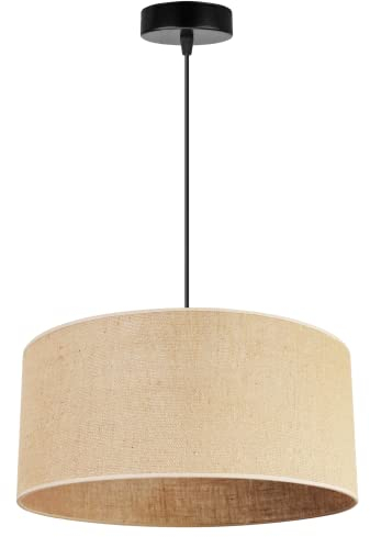 Light-Home Juta Hängelampe - Boho Deckenlampe Esszimmer und Küche - Pendelleuchte aus Metall mit Stoff Lampenschirm - ⌀ 40 cm - Klassisch 1 - Jute