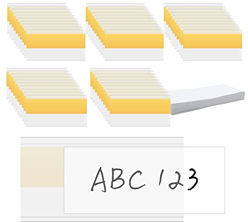HLIWS 50 Stück Selbstklebende Etikettenhalter,4 * 8cm Transparent Preisschild Etikettenhalter,Regal Tag-Halter,für Supermarkt Bücherregal Schule(Mit Kartenmaterial)