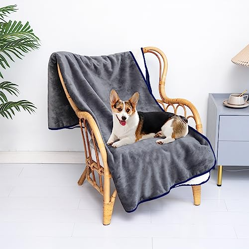 NeuWook wasserdichte Hundedecke Grosse Hunde, Waschbar Hundedecken für Bett Couch Sofa Protector Fleece Flanell Welpen Decke, Hundedecke für Hunde Welpen Katzen(Grau, 100×120 cm)