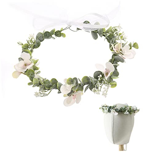 Simulation Blume Kopfschmuck Eukalyptus Girlande Braut Haar Hoop Hochzeit Eukalyptus Boho Kopfbedeckung Blume Haarkranz Girlande Stirnbänder Girlande Kopfstück Für Braut Weiß
