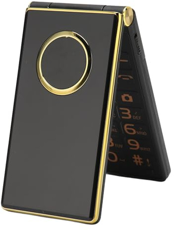 Téléphone Pliable pour Personnes âgées, Téléphone Portable à Gros Boutons pour Personnes âgées, Téléphone débloqué 2G GSM Double Fentes pour Carte SIM (Or)