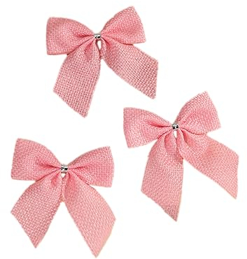 Wambere 20 Stück Schleifen Weihnachtsbaum,Weihnachtsschleife Dekoschleife Glöckchen Weihnachtsbaumschmuck Zierschleifen Dekoration für Christbaumschmuck Hochzeit Geburtstag Weihnachten,Rosa