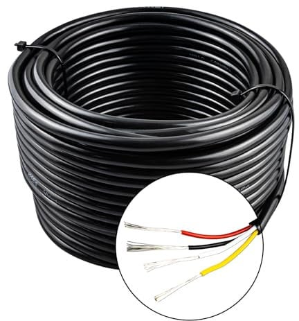 URCIANOW 22 Gauge 4 Core Cable 20M Low Voltage Lighting Electrical Wire Cable 4 * 0.32mm² Stranded PVC Cord Tinned Copper Wire Flexible Extension Power Cord for LED Lamp(22AWG/4)