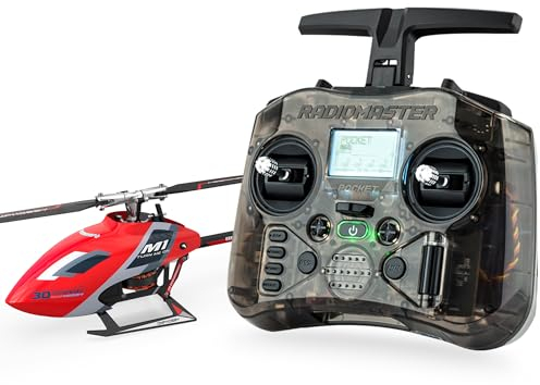 OMPHOBBY M1 EVO RTF Hubschrauber, Dual Brushless Motoren, 6CH Direct-Drive Mini RC Heli für Erwachsene mit Taschenfernbedienung, OMP M1 aufgerüstete Version Bereit zum Fliegen Rot