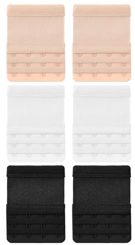 WLLHYF 6 extensores de brasier con 4 ganchos, cómodos, elásticos, suaves, para mujer, color negro, blanco, color piel, Negro, blanco, color de la piel., Talla única