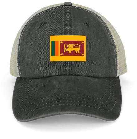 Yelolyio Sri Lanka National Flag Mesh Back Cap Sri Lanka Baseball Cap Adjustable Denim Cap Adjustable Plain Baseball Hat for Men and Women Outdoor Sports Caps, Schwarz , 1-5
