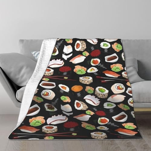 SYLALE Japanische Sushi-Decke, Überwurf, 153 x 204 cm, Anti-Pilling, Klimaanlage, Decke, Überwurf für Bett, Wohnzimmer, Sofa, Couch
