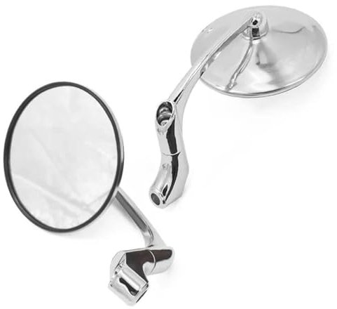 FULUSIC Motorrad-Seitenspiegel Vintage Motorrad Cafe Racer Universal Motorrad Rückspiegel Silber Spiegel Lenkerendenspiegel Motorrad