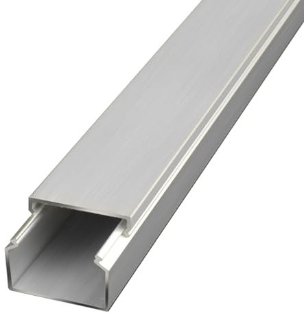 RobustWeg Kabelkanal, Aluminium, Silber, 1 m, Wand, Decke, Sockel, Boden, Selbstklebend, 20x20mm bis 120x50mm