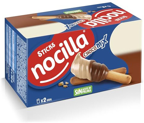 Nocilla, Sticks, ChocoMix, Palitos de Pan con Nocilla ChocoMix, sin Aceite de Palma - 2 Raciones de 30g - 60g