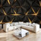 Fototapete Goldene Schwarze Geometrie Dreieck 350x256 cm Vlies Tapete 3D Effekt Moderne Wandtapete Dekoration, für Wohnzimmer Schlafzimmer TV-Hintergrund Wanddeko Wallpaper