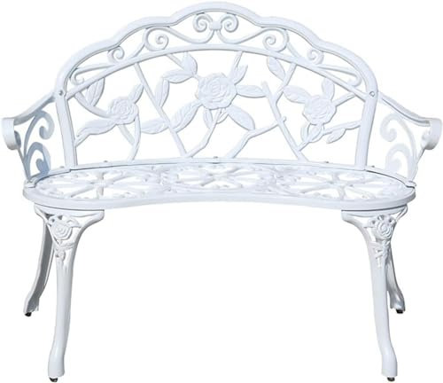 MOKLYF Banc de Jardin extérieur, siège de canapé Double, siège de Loisirs pour Porche, adapté à la pelouse et à la Cour (Blanc