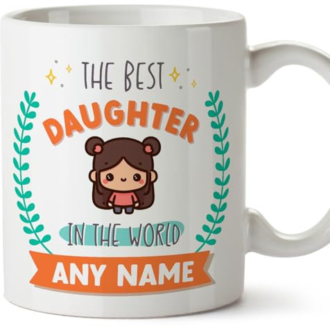 MUGFFINS Daughter Mug - in English - World's Best - with Doodle - Funny Gift - Ceramic 11oz Mug