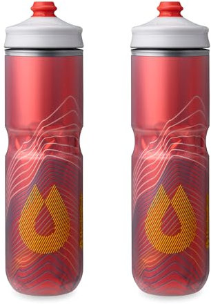 HydraPak | Polar Bottle - Polar Surge Insulated Bike Water Bottle 2-Pack - High Flow, Cycling & Sports Squeeze Bottle (Ascent Red, 700ml / 24oz)