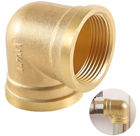 1 Stück Messing Winkel 90°, 1 1/4 IG/IG, 1 1/4 Zoll Messing Bogen 90 Grad, 1 1/4 Zoll Innengewinde Rohrwinkel Bogen Adapter, Rohrwinkel für Bewässerungsanlagen