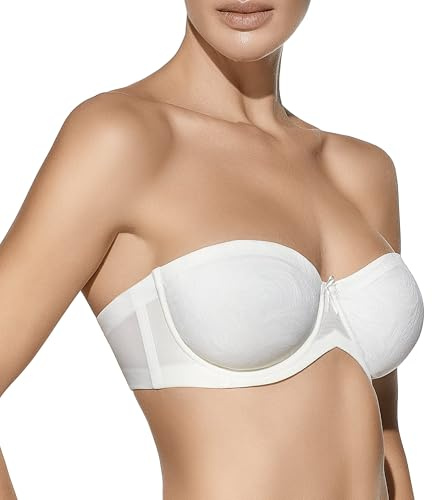 Selene, Reggiseno Donna a Fascia Alta, con Ferretto e Coppe Decorate, Senza Spalline e Imbottitura, Collezione Sandra