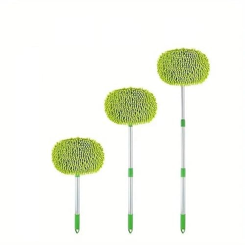 2-in-1 Extendable Car Wash Mop - Super Absorbent, Scratch-Free Chenille Microfiber with 46.5 Telescopic Handle & 180° Rotating Head for Effortless Detailing and Dusting, Lint-Free Soft
