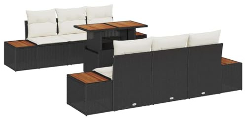 vidaXL Garten-Sofa-Set 7 STK. Schwarz Poly Rattan