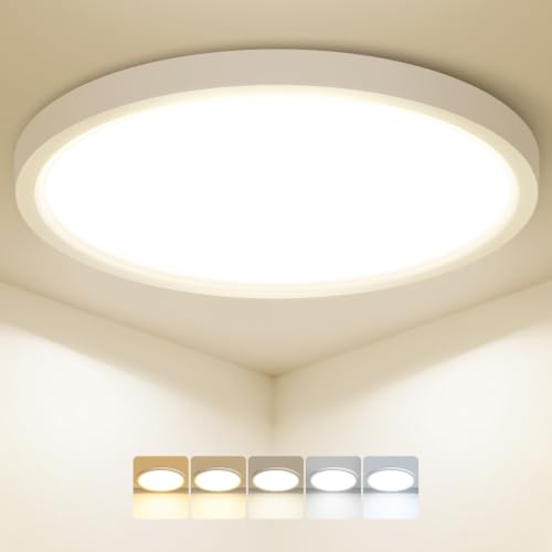 zemty Deckenlampe LED Deckenleuchte Flach, 36W 3600LM 5Farben-2700K/3000K/4000K/5000K/6500K Lampen Decke, Ø48x1.7cm Ultra Dünn Rund Schlafzimmerlampe für Kinderzimmer Küchen Wohnzimmer