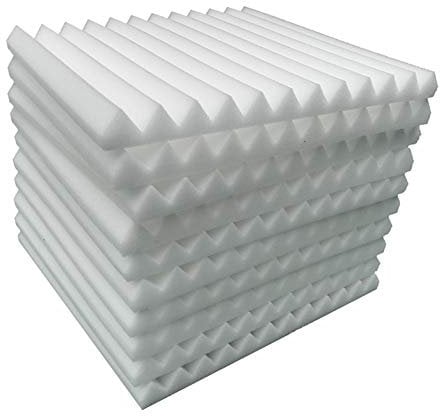 INMOZATA 12 Pack Acoustic Foam Panel, 2.5 X 30 X 30 CM Sound Proofing Panels, High Density Acoustic Wall Panels with Sound Absorbing and Fireproof for Recording Studio Home Offices, White