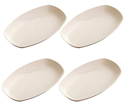 XUEHOU 4 Stück Ovale Speiseteller Fischplatte Teller Mehrweg Campingteller Party Teller Unterteller Camping Tellers Wiederverwendbar Küche Beige Weihnachtsteller 29 cm für Esszimmer und Camping