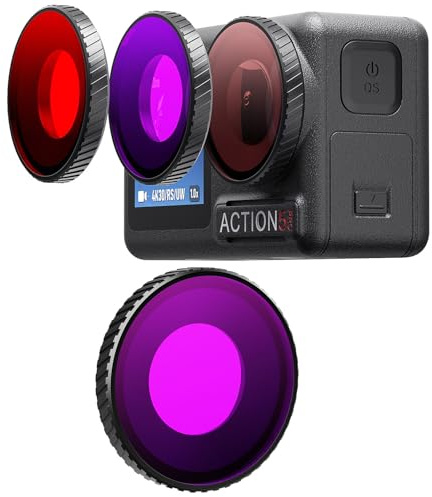 Honbobo Tauchfilter für DJI Osmo Action 5 Pro Hellrot/Rot/Violett Filter Unterwasser Filter Objektiv Schutz Zubehör für DJI Osmo Action 5 Pro 4 (Purple)