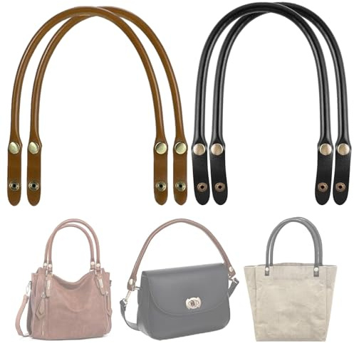 XoeLLe 4 Stück Taschenhenkel, 60cm Taschengriffe Taschengurt (Stil B) | Leder Taschenriemen Abnehmbare Ersatz Handtasche Zubehör Taschenriemen Taschengurte zum Wechseln für DIY Schulranzen