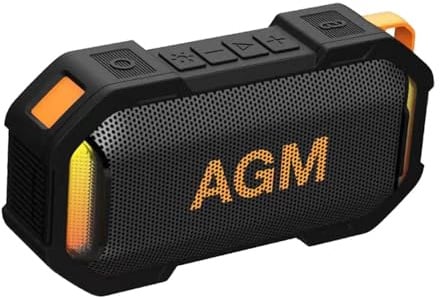 AGM MagROCK Magnetic Portable Speaker Bluetooth 5.4, Compact Wireless Speakers with Stereo Sound, Punchy Bass/TWS Pairing, USB-C, IPX7 Waterproof, LED Light for Outdoors/Party/Present/Holiday/Golf