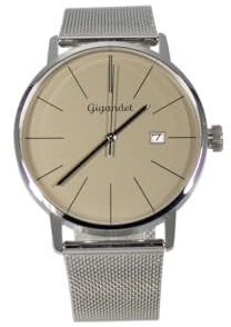 Gigandet Armbanduhr Quarz Herren Edelstahl Silber Beige Datum G42-018