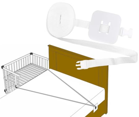 Hitopin 8m Gurt für Babybett, Beistellbetten-Gurt,Fester Gur für Kinderbett, Universelle Gur für beistellbett, Einstellbarer Beistellbet Gur Kann an Das Erwachsenenbett Angedockt Werden(Weiß)
