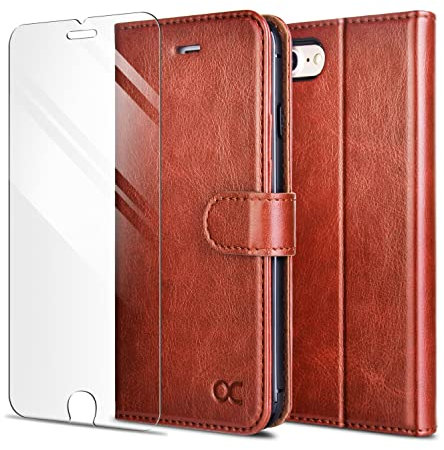 OCASE Case for iPhone SE 2022/2020, iPhone 7/8, 4.7-Inch, Magnetic PU Leather Wallet Case with[Shockproof TPU][Kickstand][Card Slot] Flip Phone Cover for iPhone 7/8/SE2/SE3, Brown