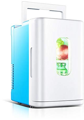 Xyanzi Mini réfrigérateurs Réchauffeur Mini Réfrigérateur, Système Thermoélectrique Portable 10L AC/DC for Le Bureau De La Pique-Nique Camping en Plein Air Camping À La Maison Bleu + Blanc/Jaune