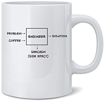 Ingegnere, Problema, Soluzione, Sarcasmo - divertente tazza da ingegnere - bianco 11 oz. Tazza da caffè - grande regalo per ingegnere, Mamma, Papà, Collega di lavoro, Capo, Amici e insegnanti